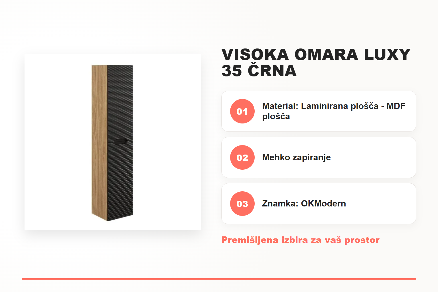 Visoka omara LUXY 35 črna – pregled ključnih lastnosti