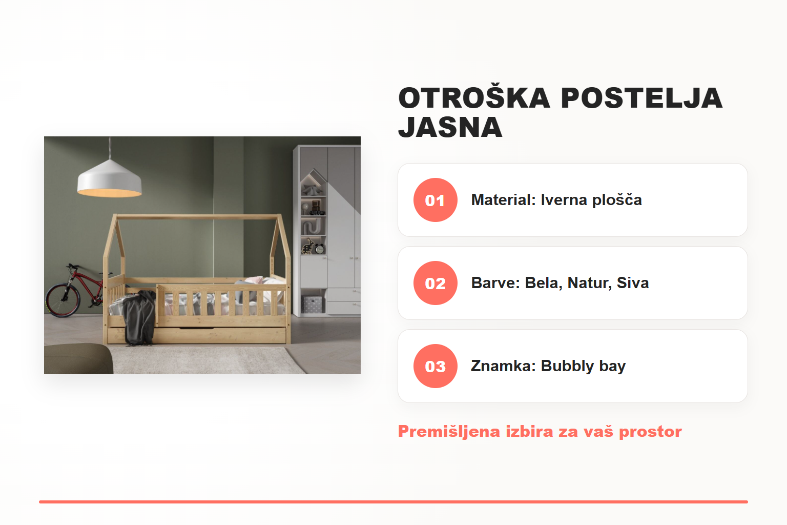 Otroška postelja JASNA – pregled ključnih lastnosti