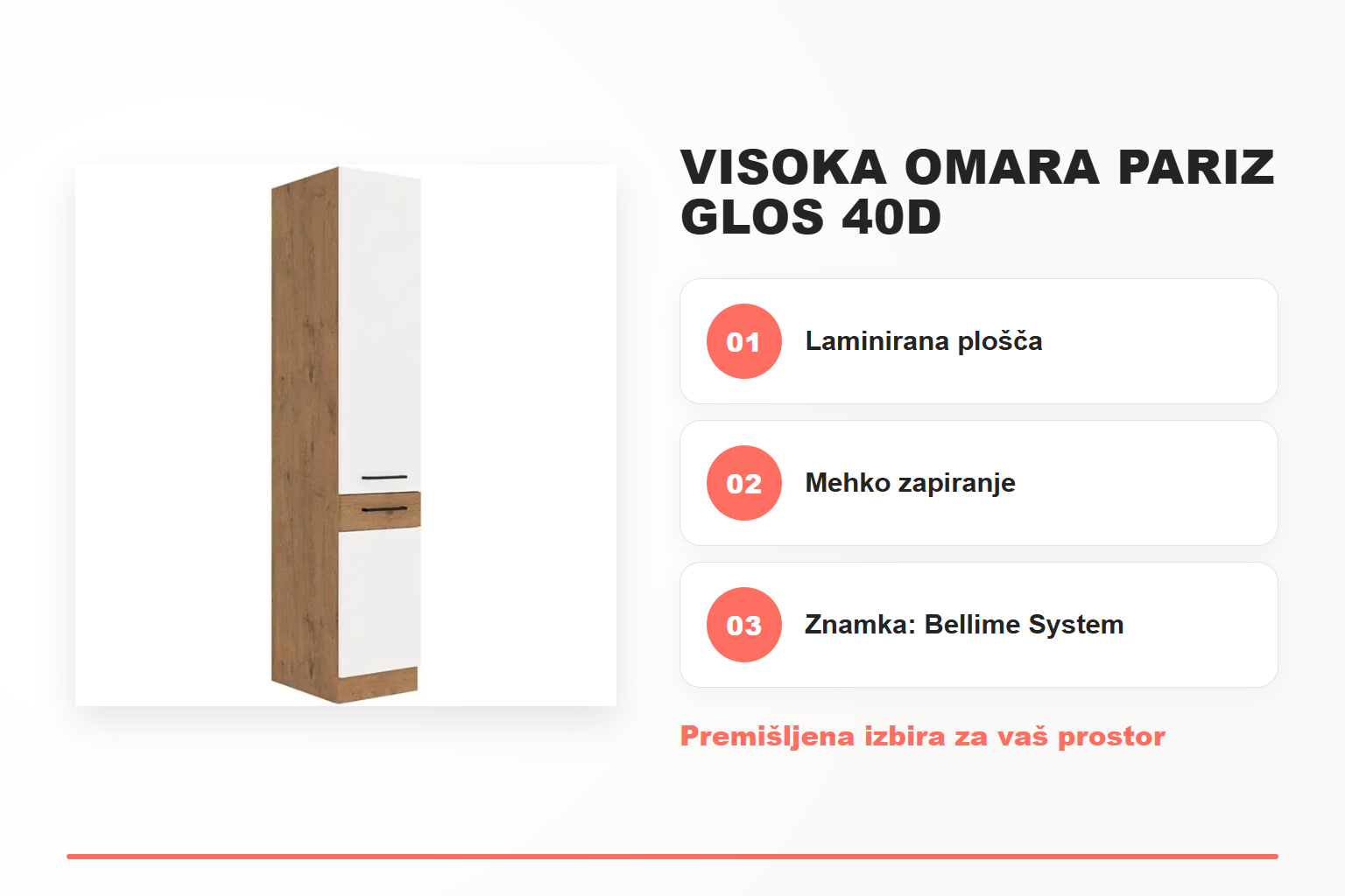 Visoka omara PARIZ GLOS 40D – pregled ključnih lastnosti
