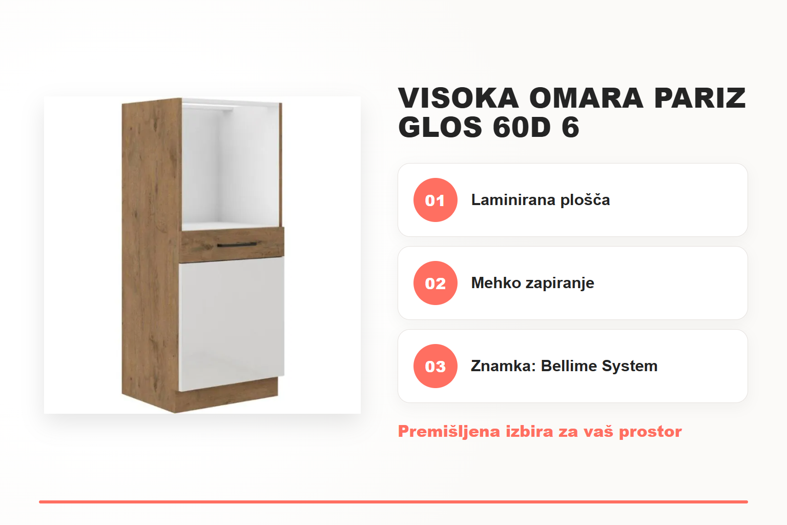 Visoka omara PARIZ GLOS 60D 6 – pregled ključnih lastnosti