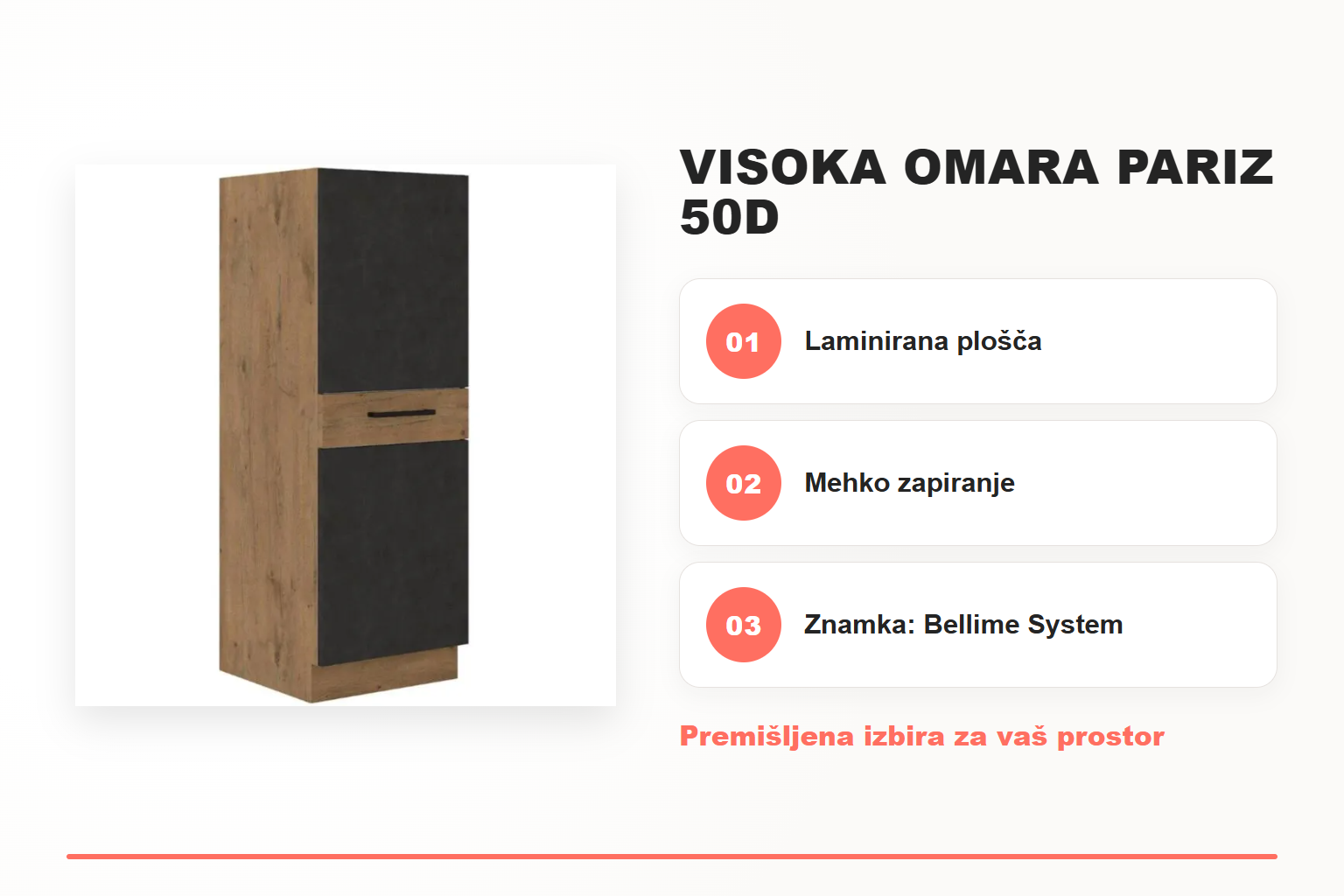 Visoka omara PARIZ 50D – pregled ključnih lastnosti