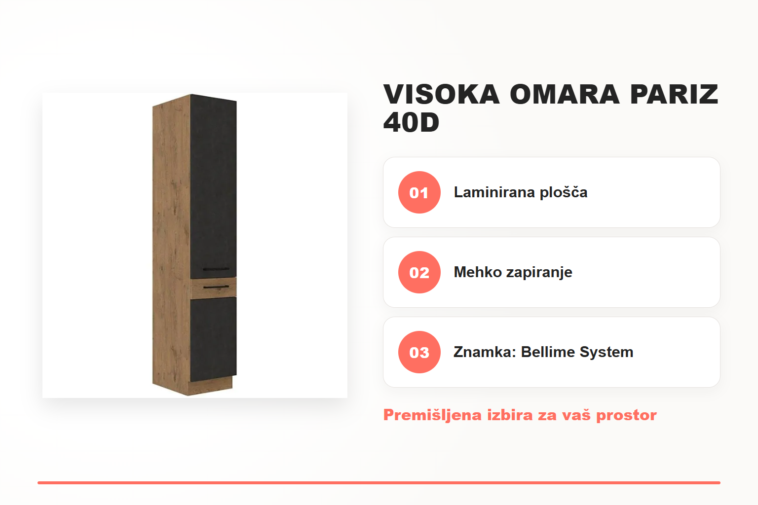 Visoka omara PARIZ 40D – pregled ključnih lastnosti