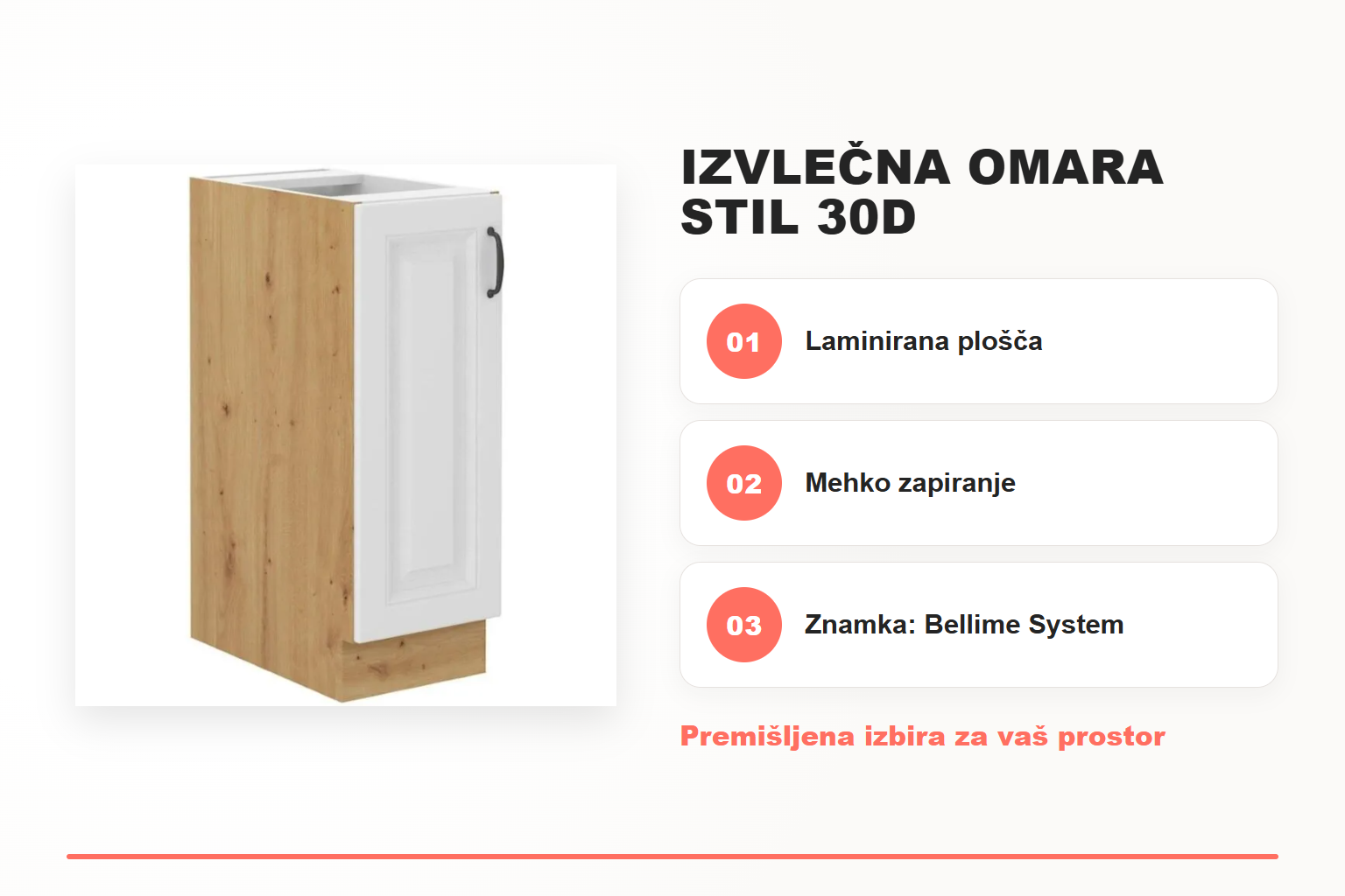 Izvlečna omara STIL 30D – pregled ključnih lastnosti