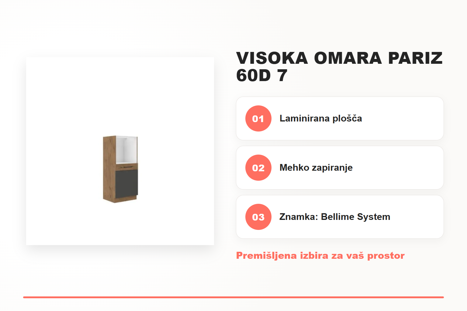 Visoka omara PARIZ 60D 7 – pregled ključnih lastnosti