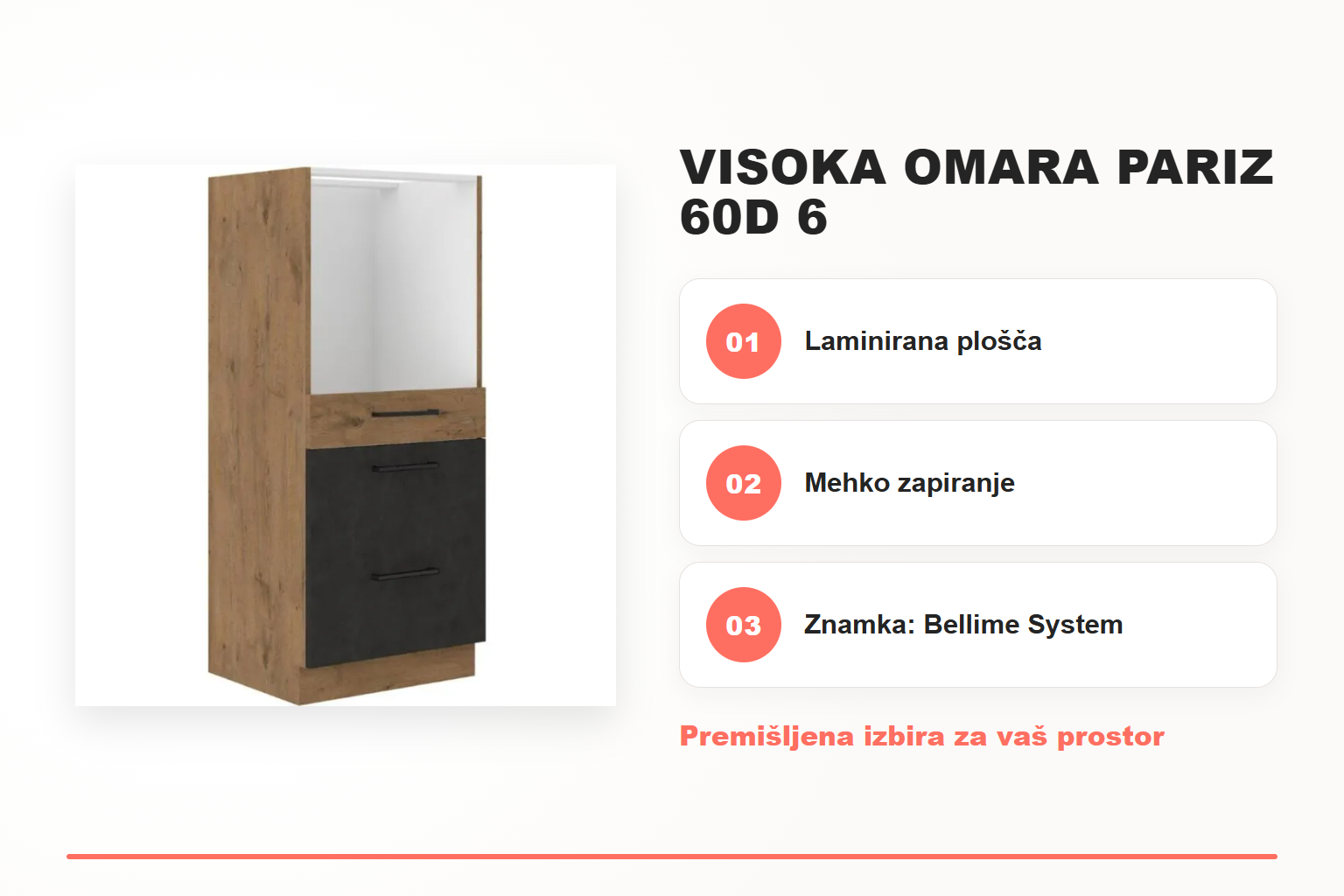 Visoka omara PARIZ 60D 6 – pregled ključnih lastnosti