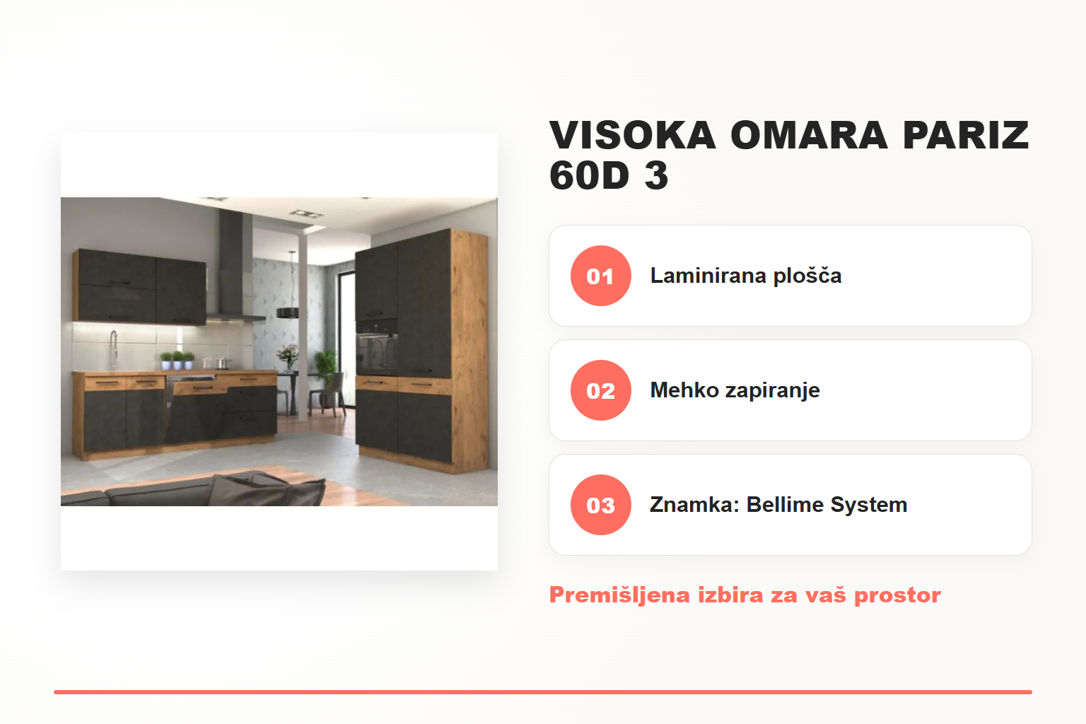 Visoka omara PARIZ 60D 3 – pregled ključnih lastnosti
