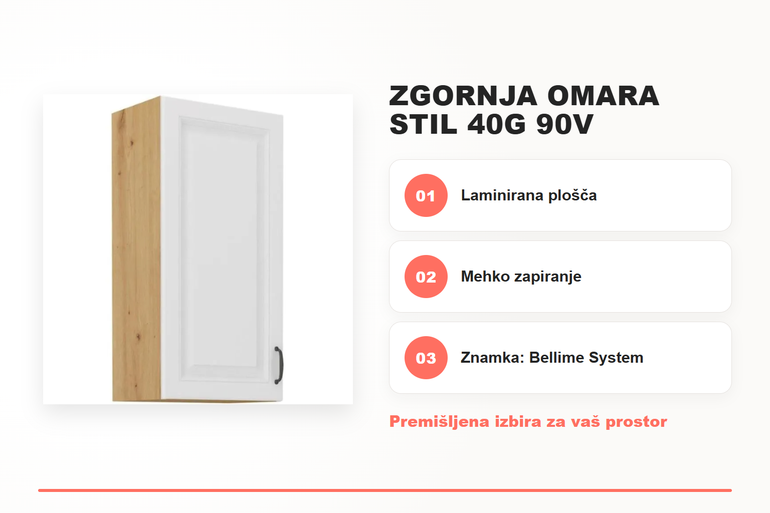 Zgornja omara STIL 40G 90V – pregled ključnih lastnosti