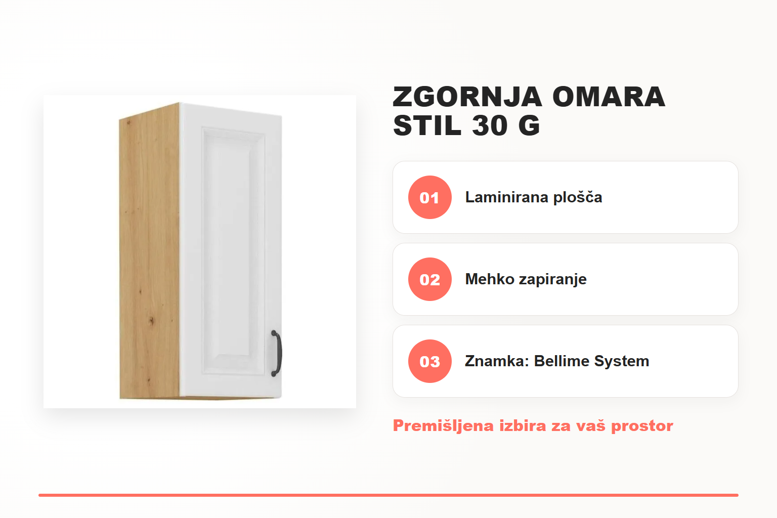 Zgornja omara STIL 30 G – pregled ključnih lastnosti