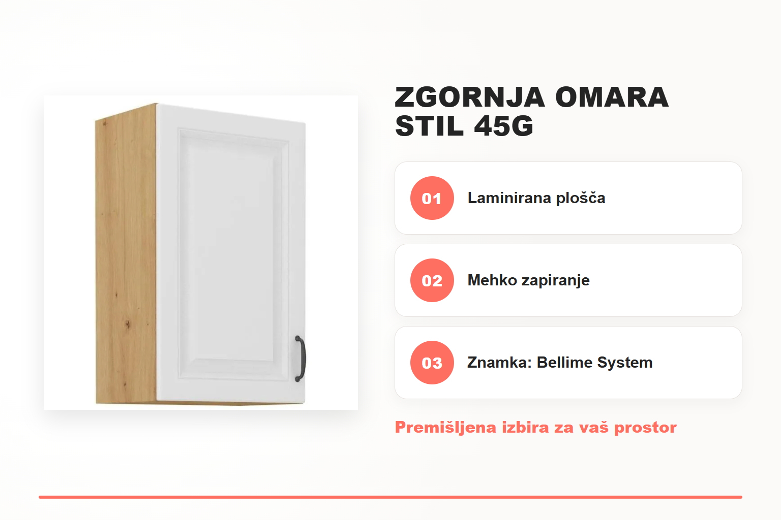 Zgornja omara STIL 45G – pregled ključnih lastnosti