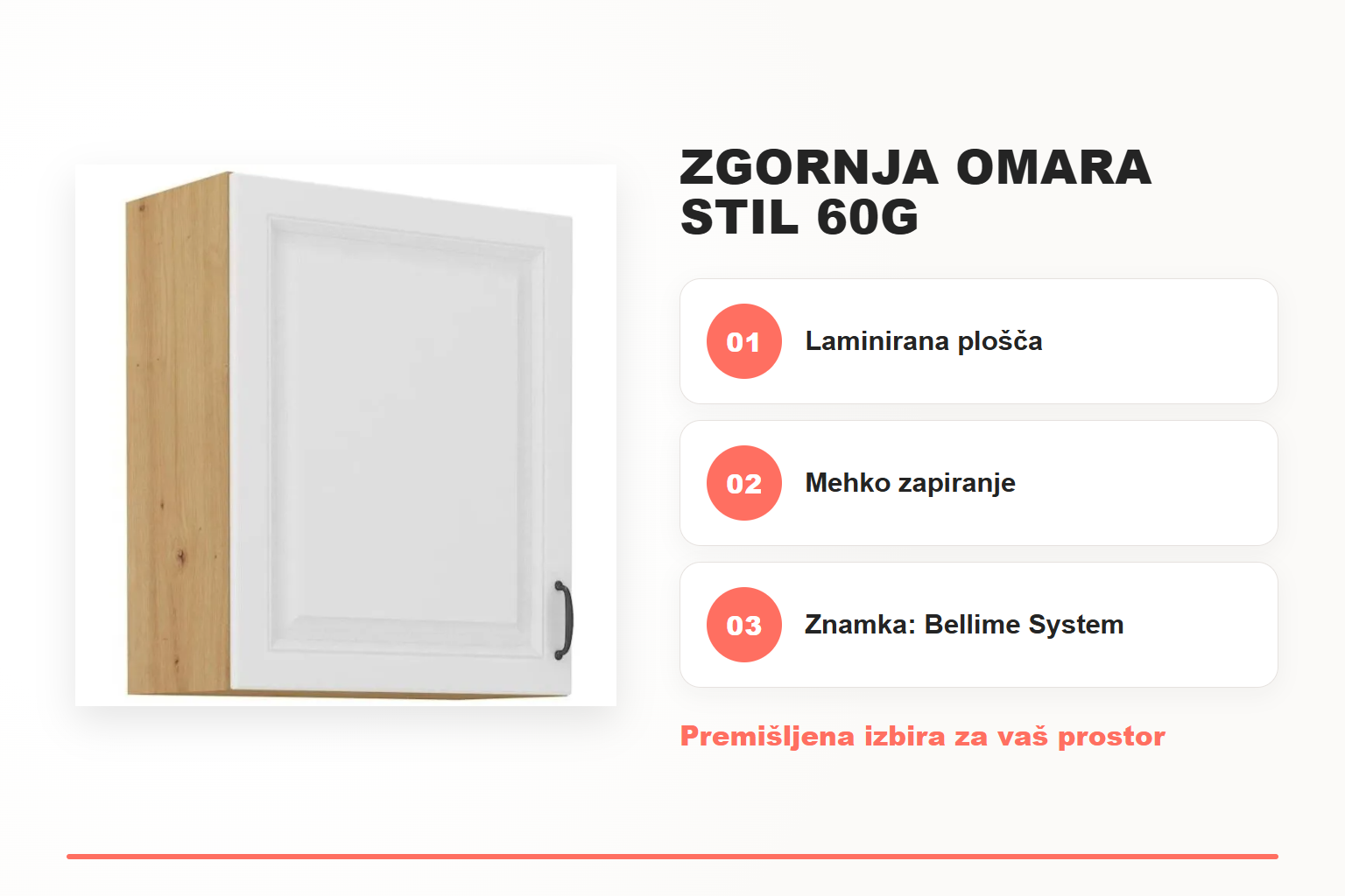 Zgornja omara STIL 60G – pregled ključnih lastnosti