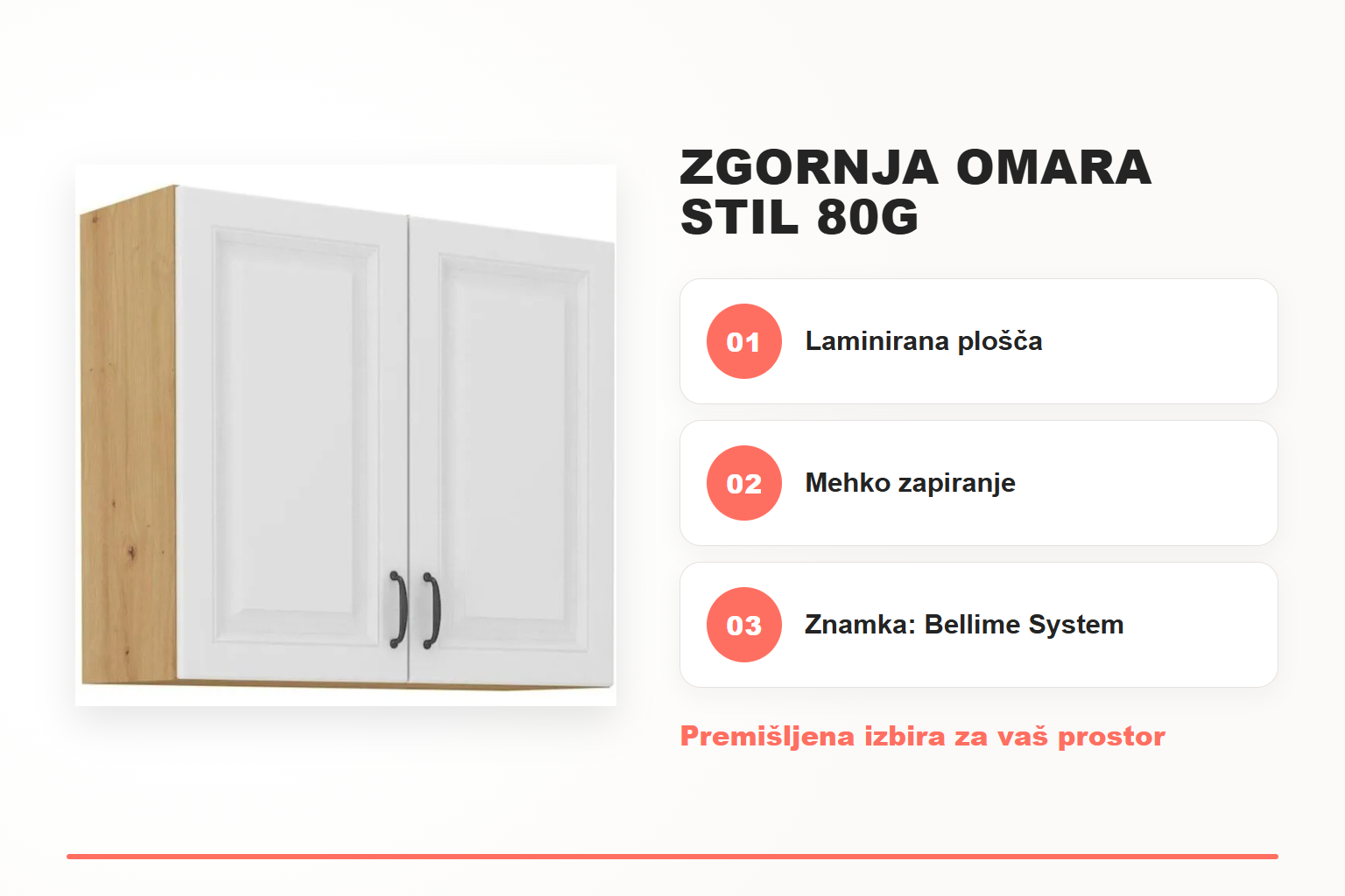 Zgornja omara STIL 80G – pregled ključnih lastnosti