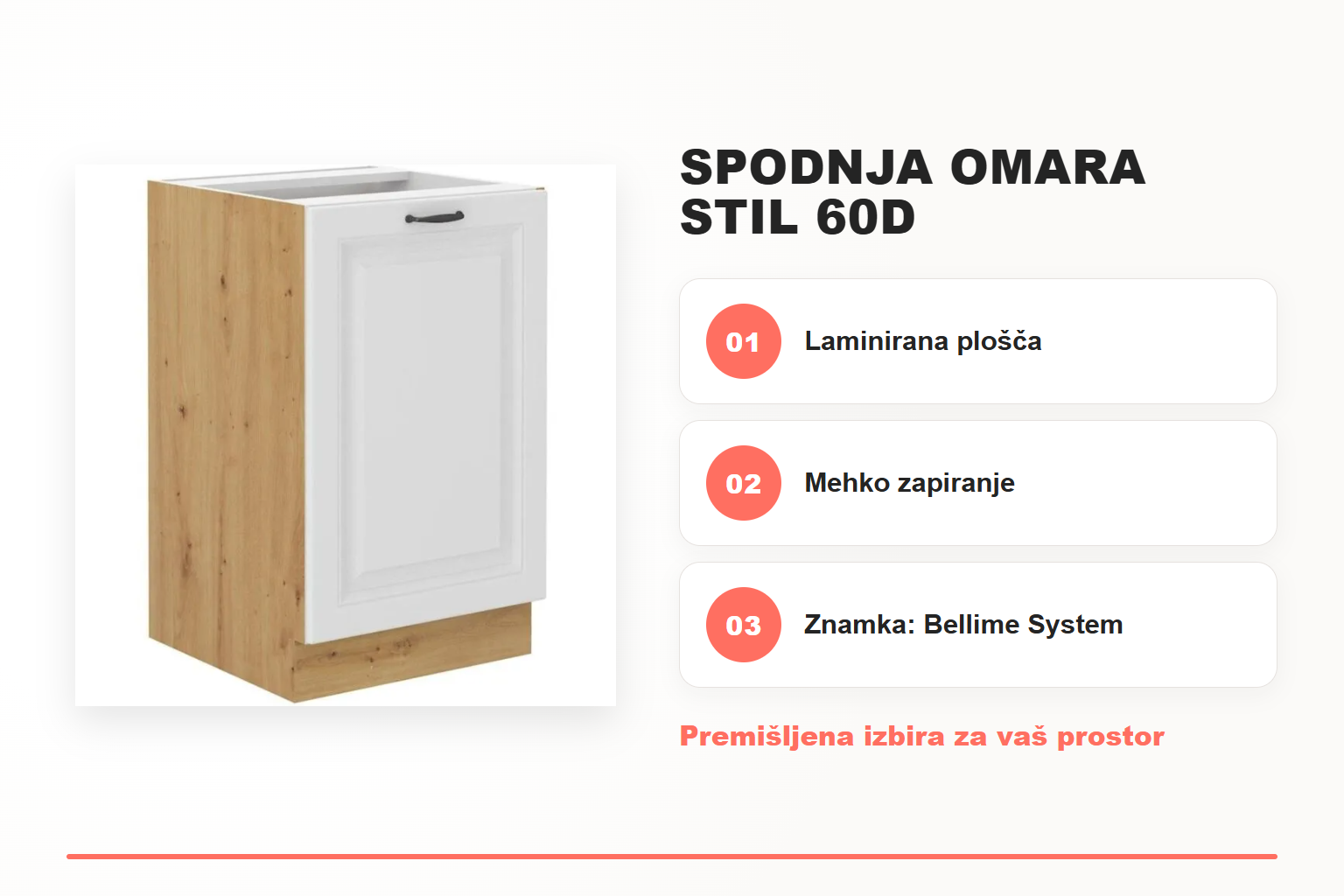Spodnja omara STIL 60D – pregled ključnih lastnosti