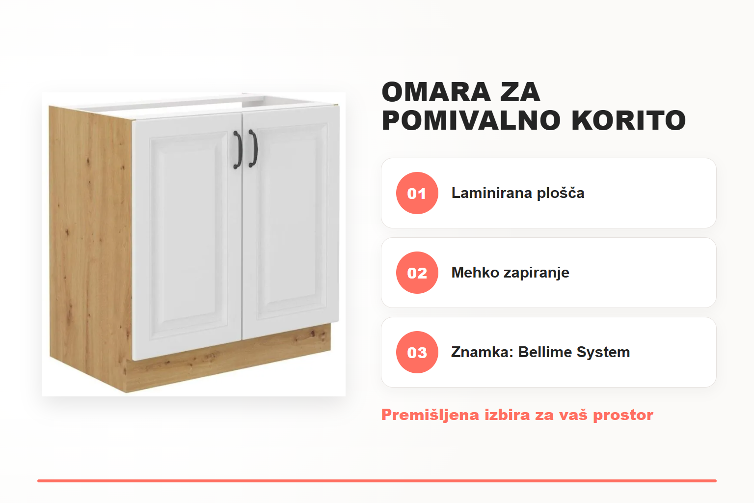 Omara za pomivalno korito STIL 80D – pregled ključnih lastnosti