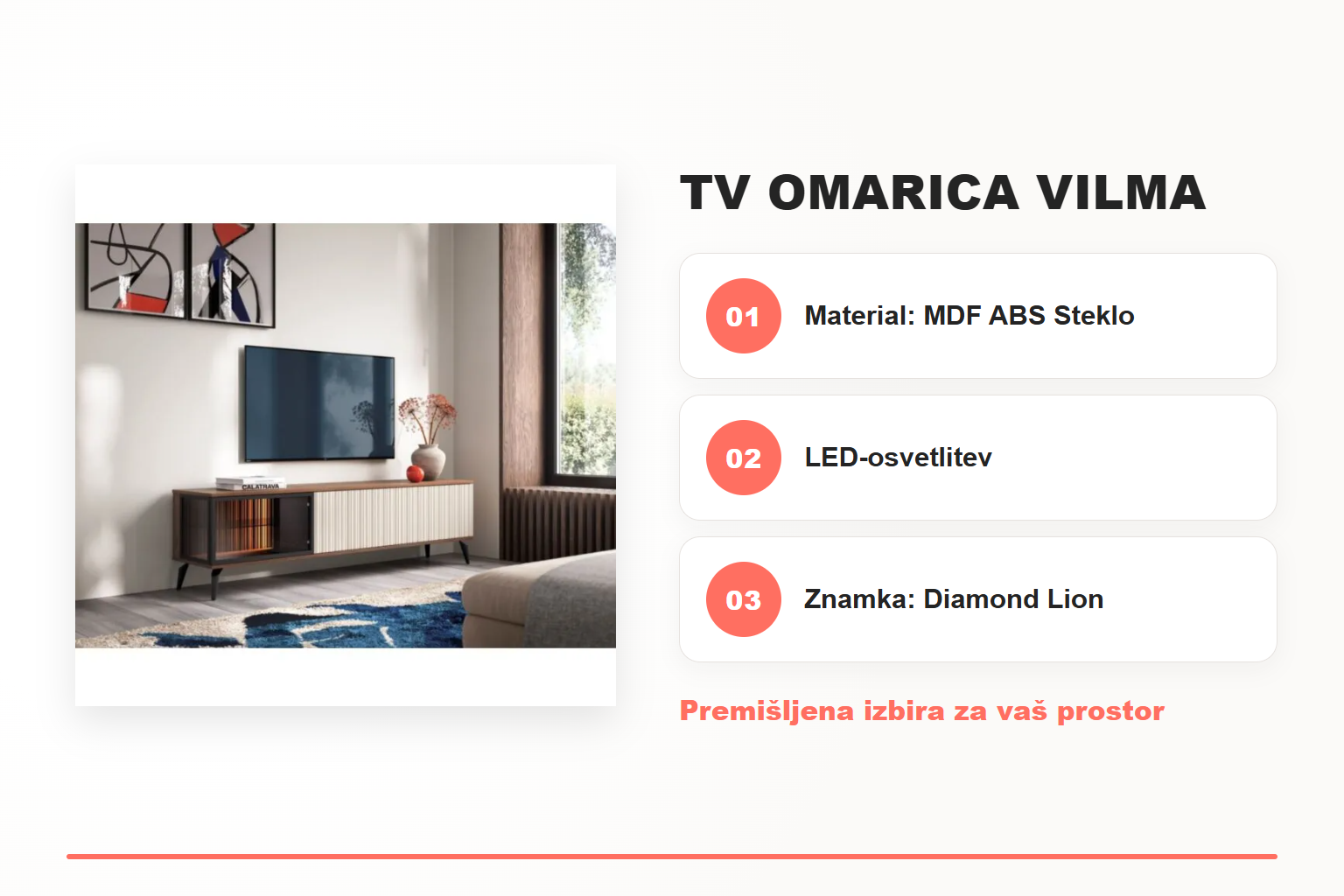 TV omarica VILMA – pregled ključnih lastnosti