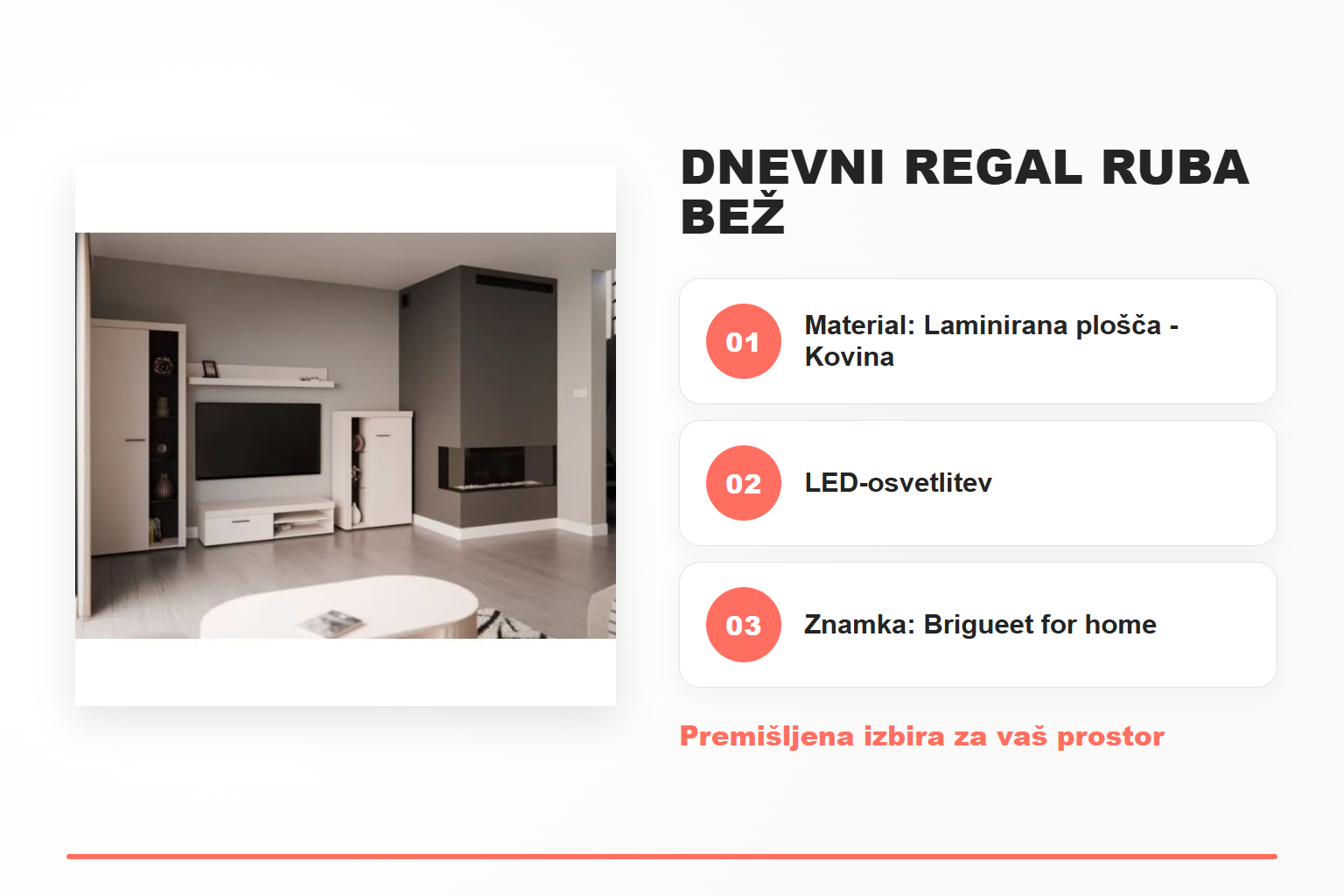 Dnevni regal RUBA bež – pregled ključnih lastnosti