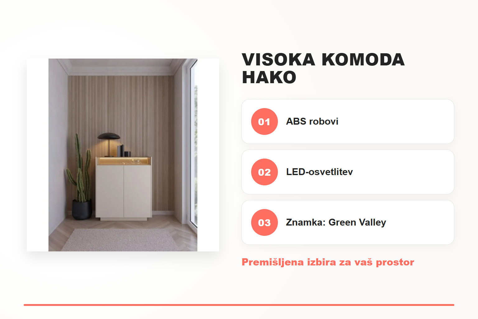 Visoka komoda HAKO – pregled ključnih lastnosti