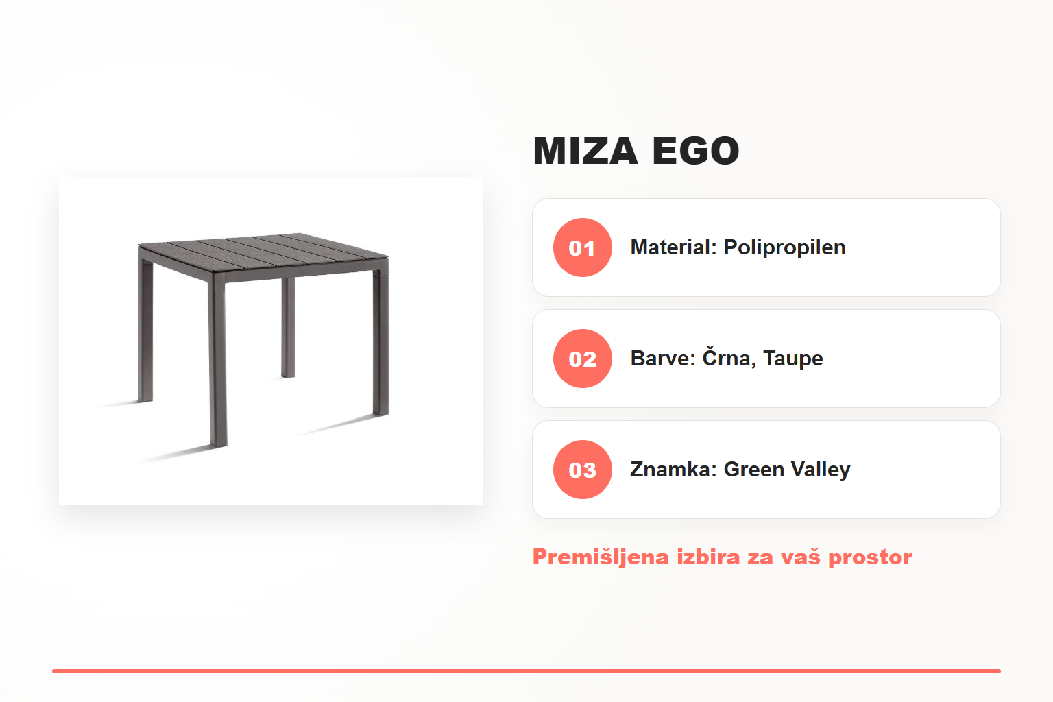 Miza EGO – pregled ključnih lastnosti