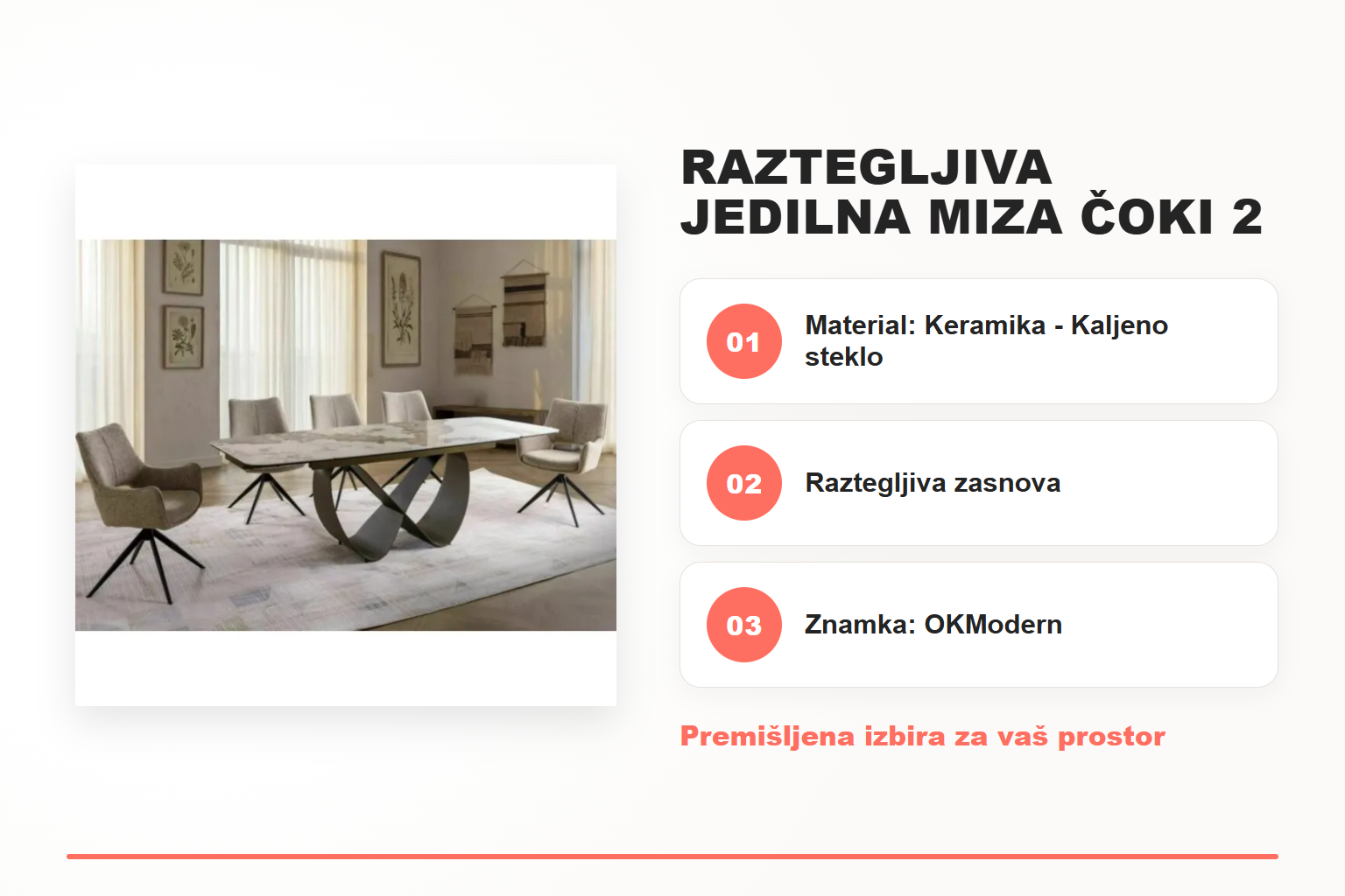 Raztegljiva jedilna miza ČOKI 2 – pregled ključnih lastnosti