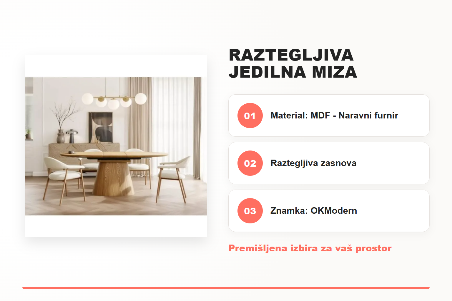 Raztegljiva jedilna miza MAROKO – pregled ključnih lastnosti