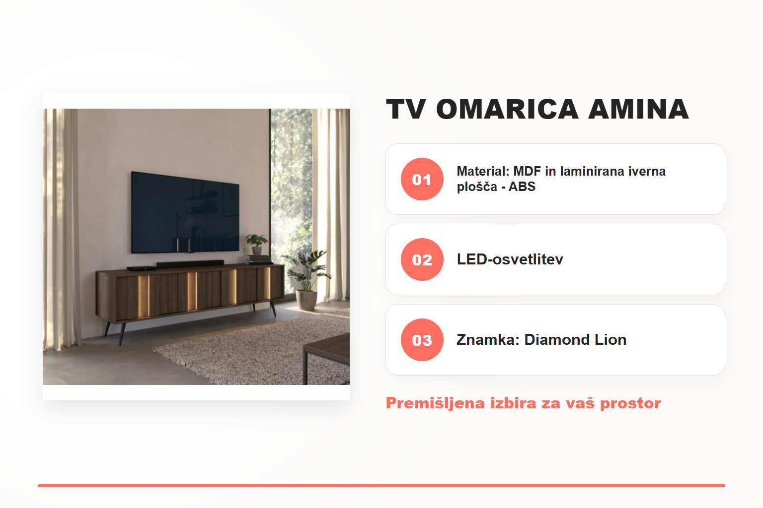 TV omarica AMINA – pregled ključnih lastnosti