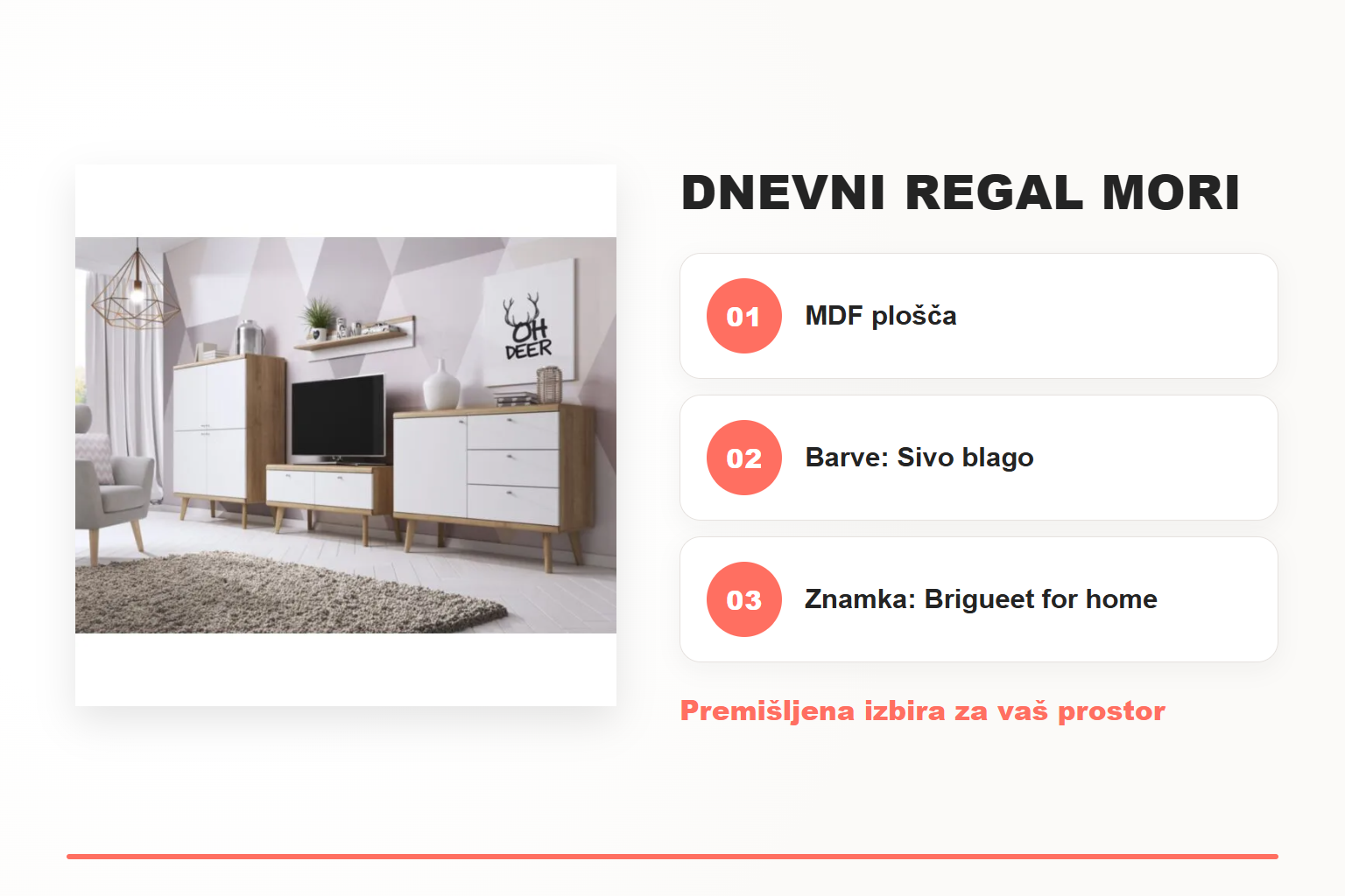 Dnevni regal MORI – pregled ključnih lastnosti