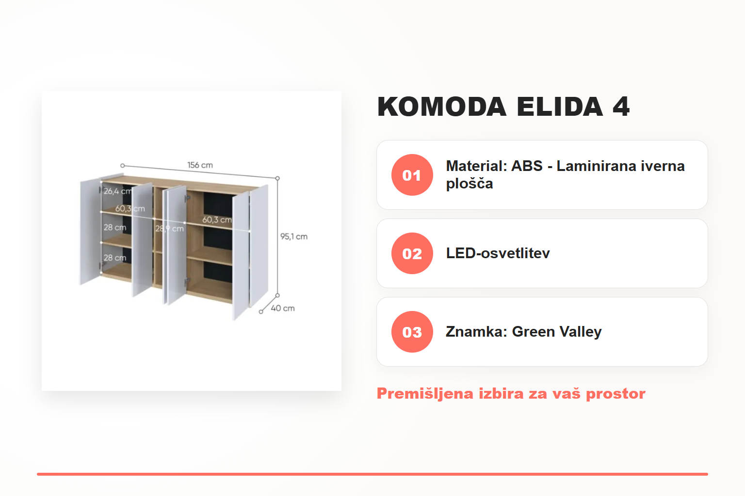 Komoda ELIDA 4 – pregled ključnih lastnosti