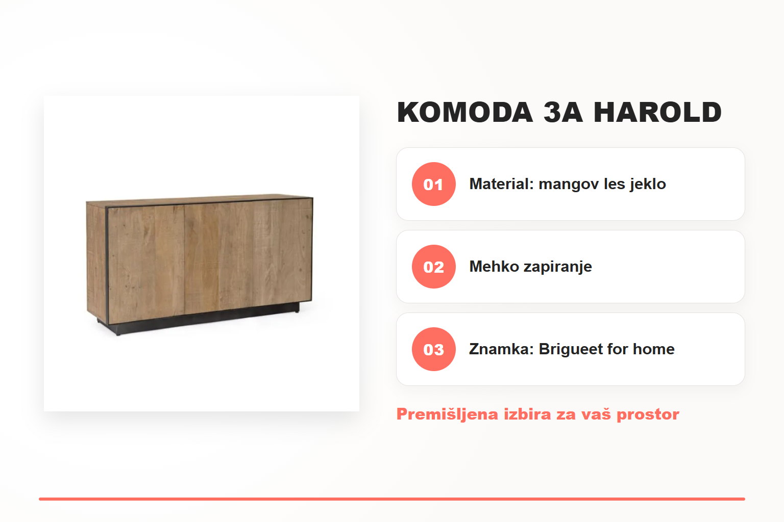 Komoda 3A HAROLD – pregled ključnih lastnosti