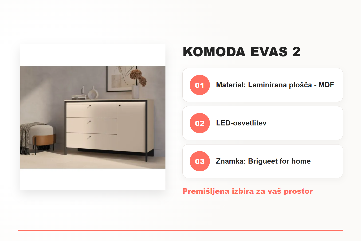Komoda EVAS 2 – pregled ključnih lastnosti