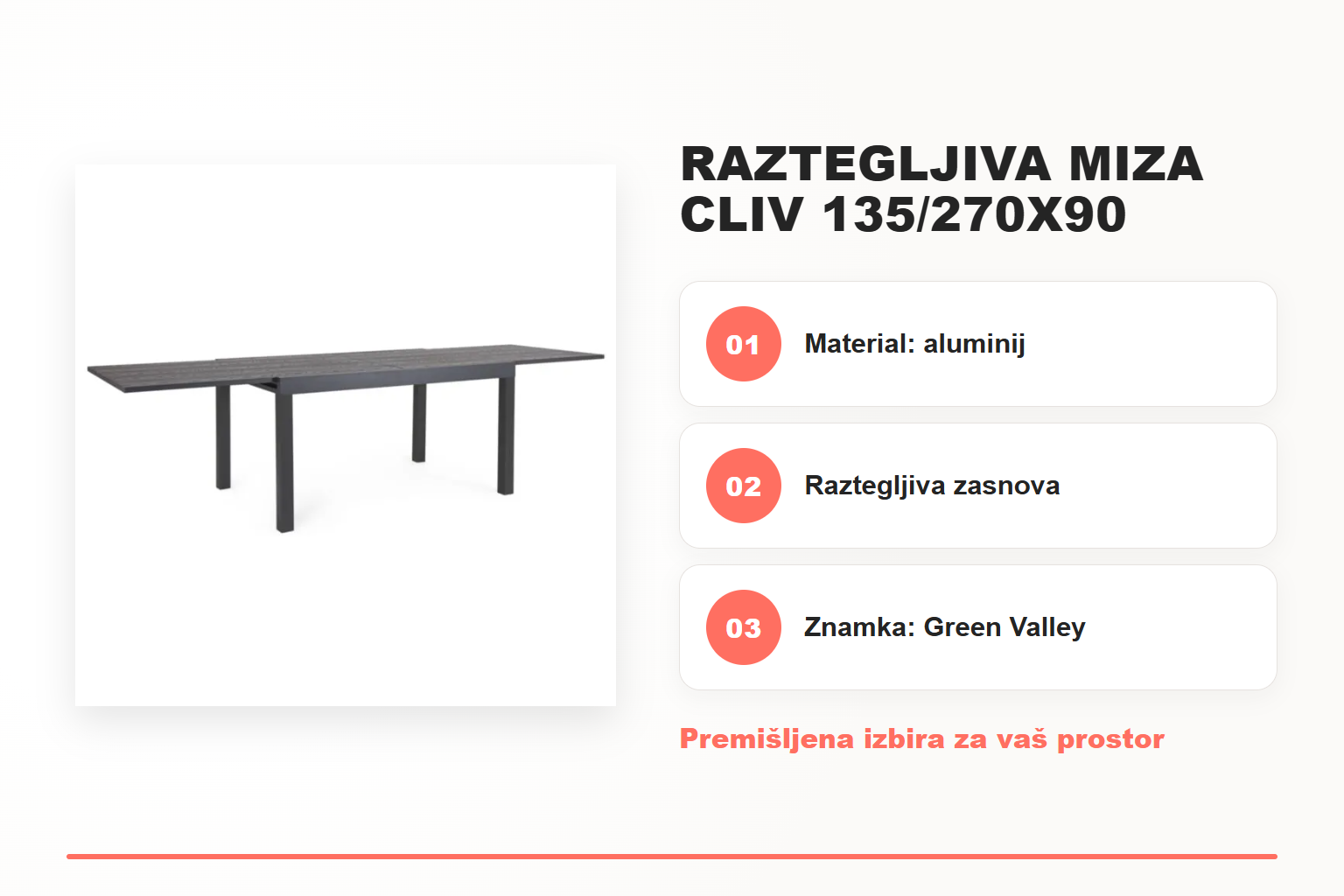 Raztegljiva miza CLIV 135/270X90 antracit – pregled ključnih lastnosti