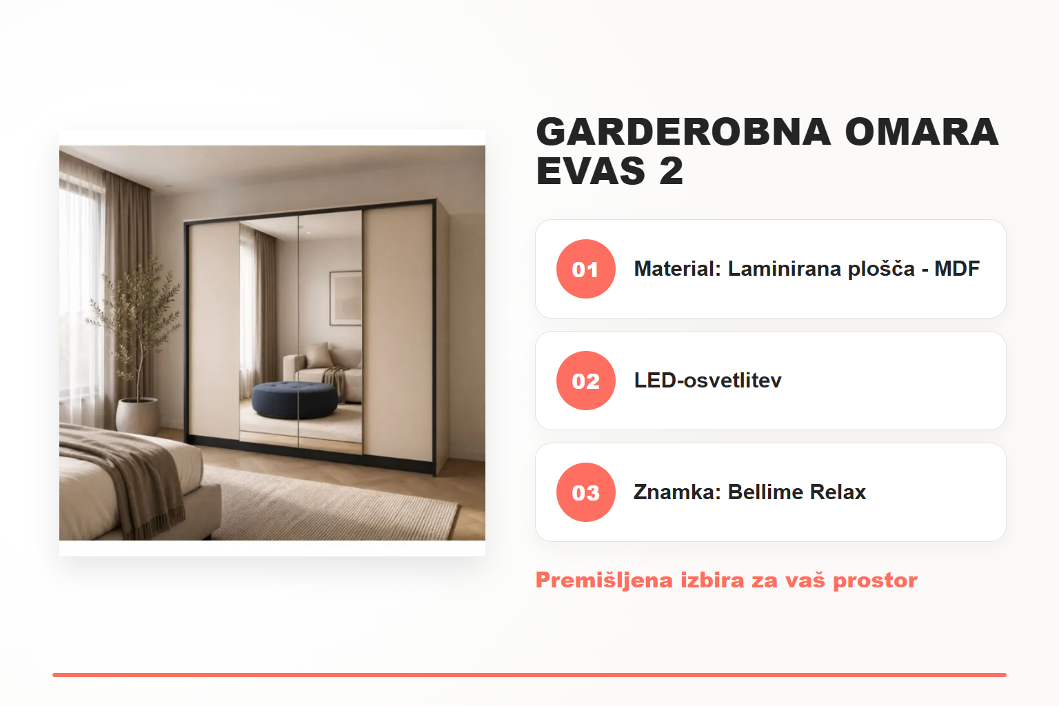Garderobna omara EVAS 2 – pregled ključnih lastnosti