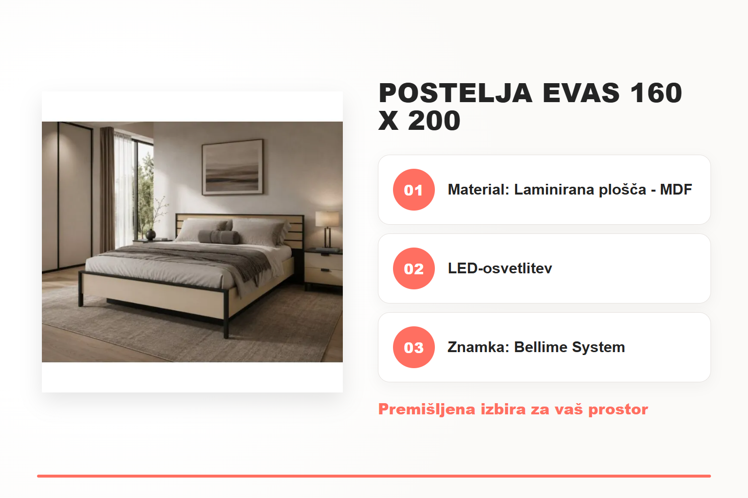 Postelja EVAS 160 x 200 – pregled ključnih lastnosti