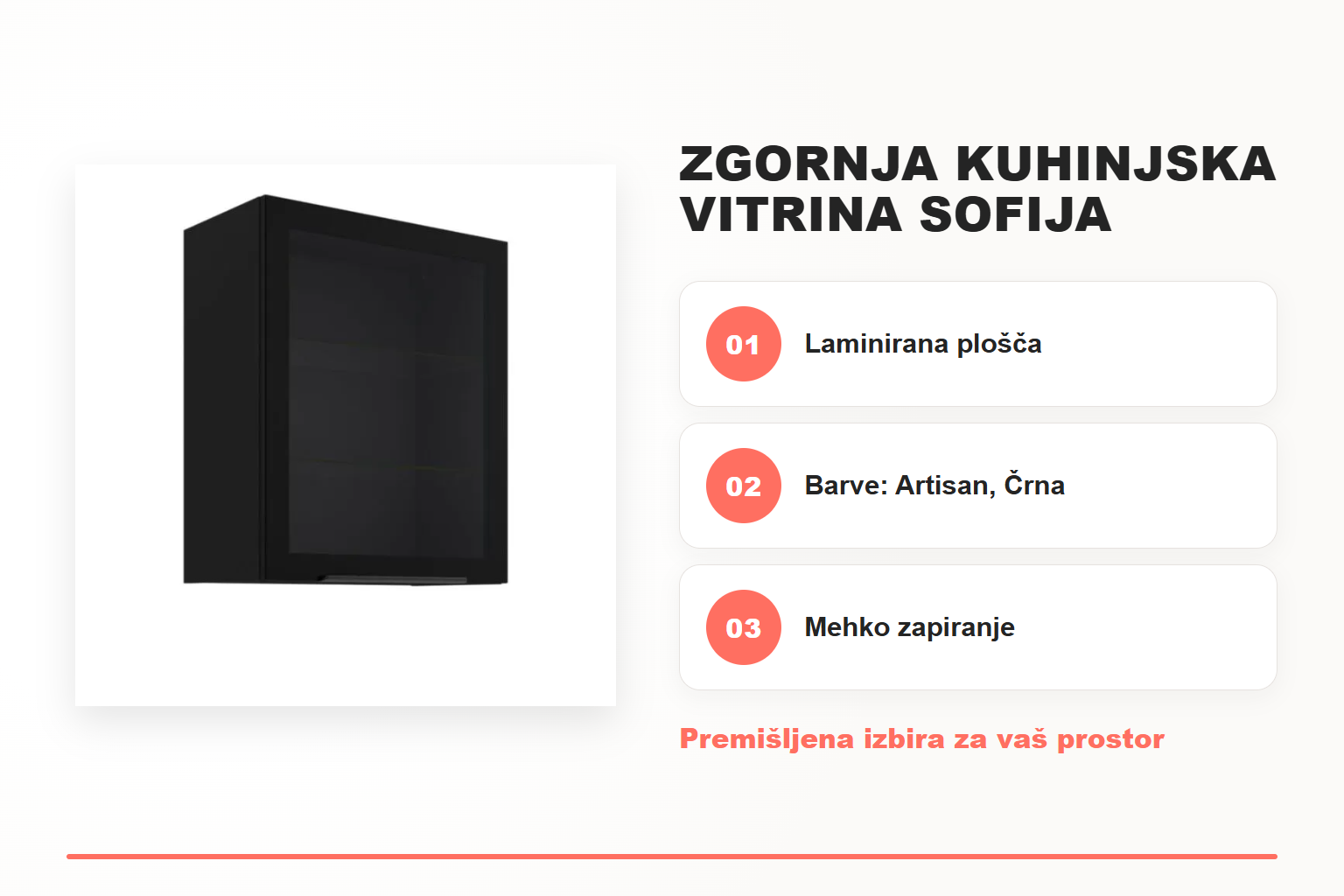 Zgornja kuhinjska vitrina SOFIJA 60G/72 – pregled ključnih lastnosti