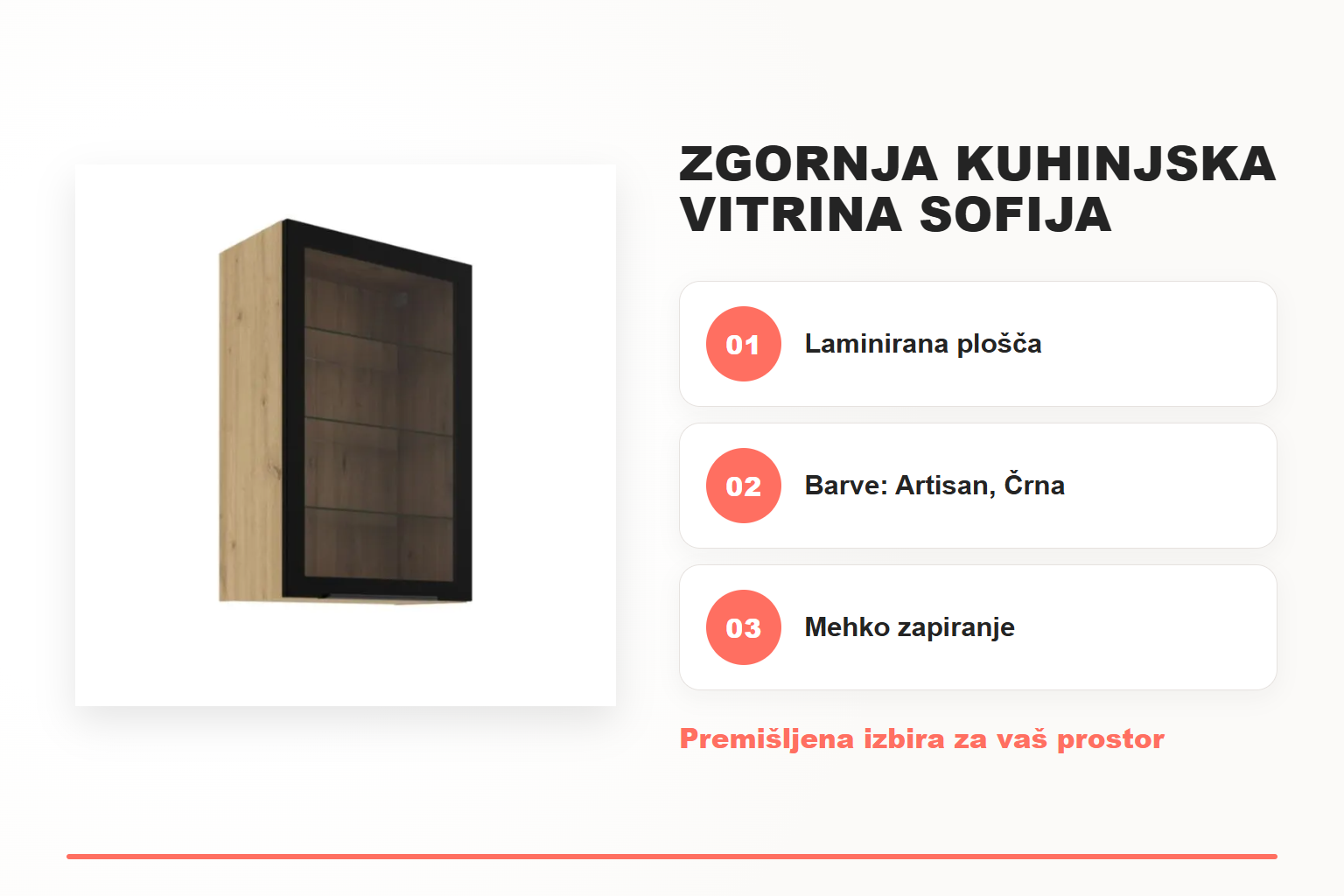 Zgornja kuhinjska vitrina SOFIJA 60G/90 – pregled ključnih lastnosti