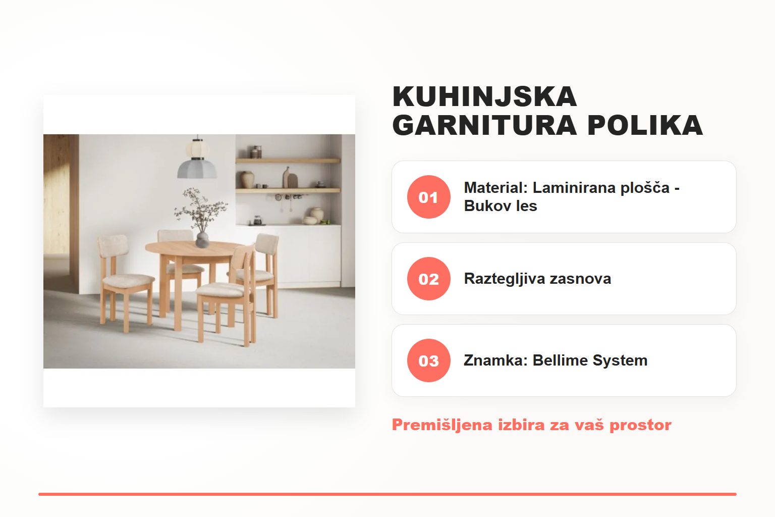 Kuhinjska garnitura POLIKA – pregled ključnih lastnosti