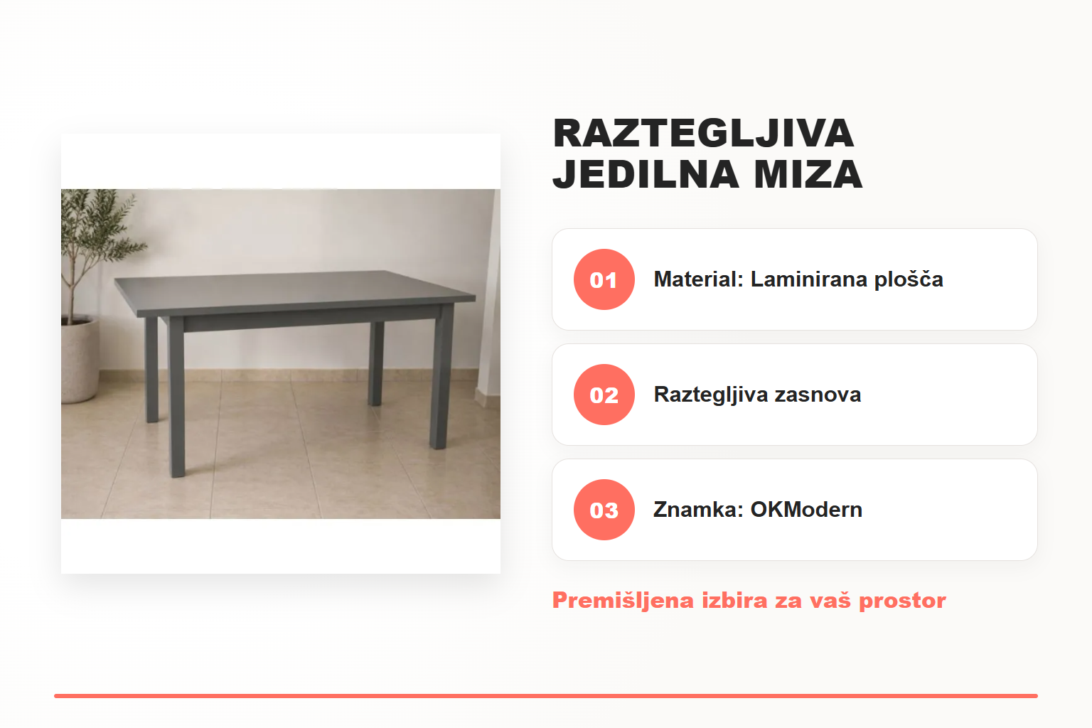 Raztegljiva jedilna miza MERINGA – pregled ključnih lastnosti