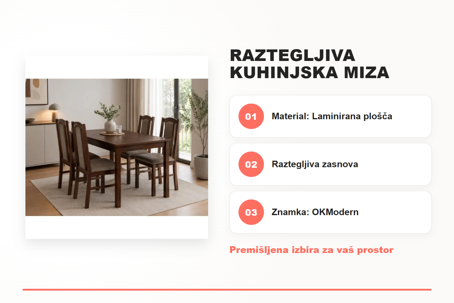 Raztegljiva kuhinjska miza DEBI oreh – pregled ključnih lastnosti