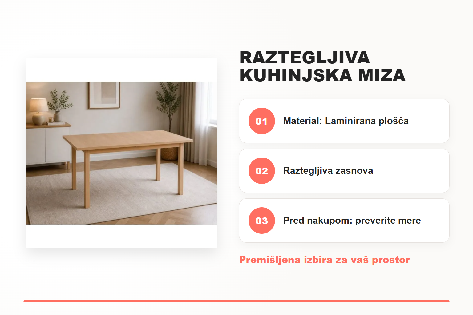 Raztegljiva kuhinjska miza KIVI sonoma – pregled ključnih lastnosti