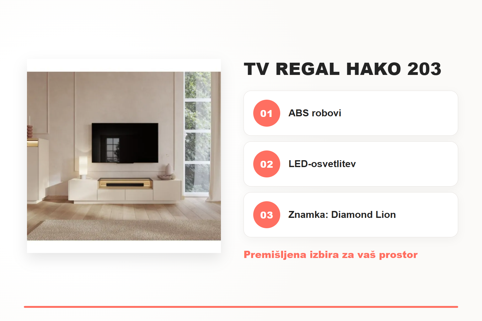 TV regal HAKO 203 – pregled ključnih lastnosti