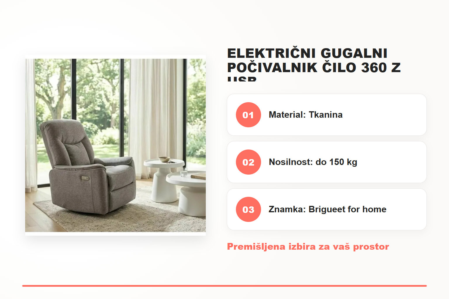 Električni gugalni počivalnik ČILO 360 z USB – pregled ključnih lastnosti